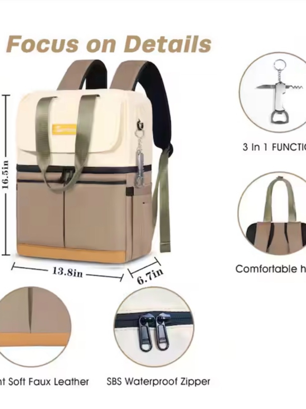 Scothen Backpack Cooler - Beige/Khaki - Picture 3 of 7